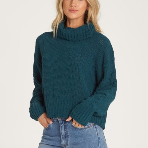 Billabong Sweaters - Billabong Cherry Moon Green Sweater